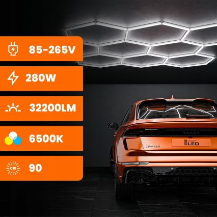 LED Ceiling Light HEXAGON LED/350W/85-265V 6500K 313x298 cm CRI 90 IP44 white