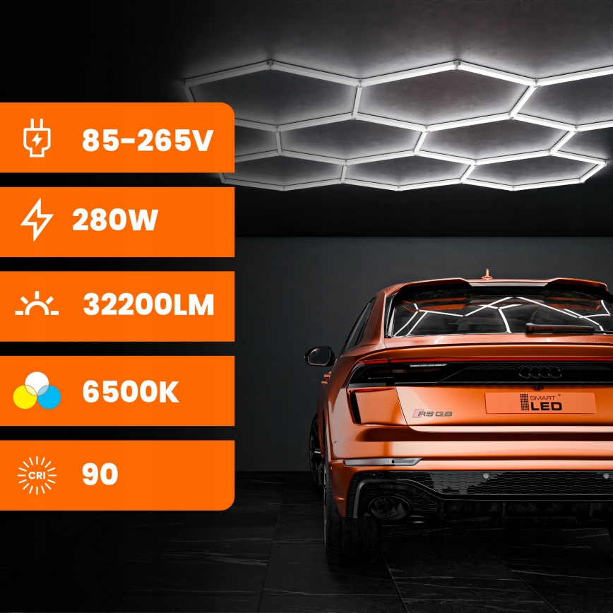 LED Ceiling Light HEXAGON LED/350W/85-265V 6500K 313x298 cm CRI 90 IP44 white