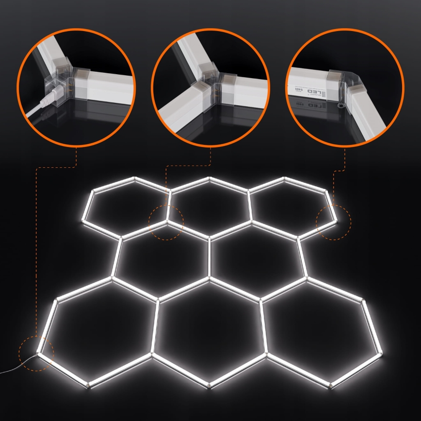 LED Ceiling Light HEXAGON LED/350W/85-265V 6500K 313x298 cm CRI 90 IP44 white