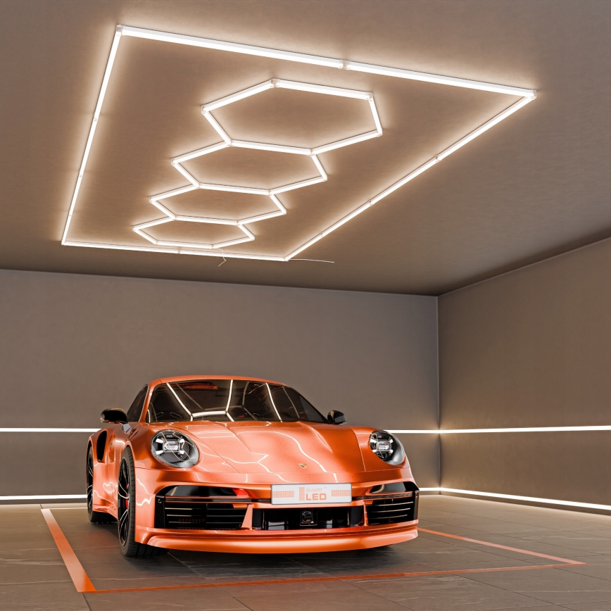 LED Ceiling Light HEXAGON LED/384W/85-265V 4000K 484x243 cm CRI 90 IP54 white