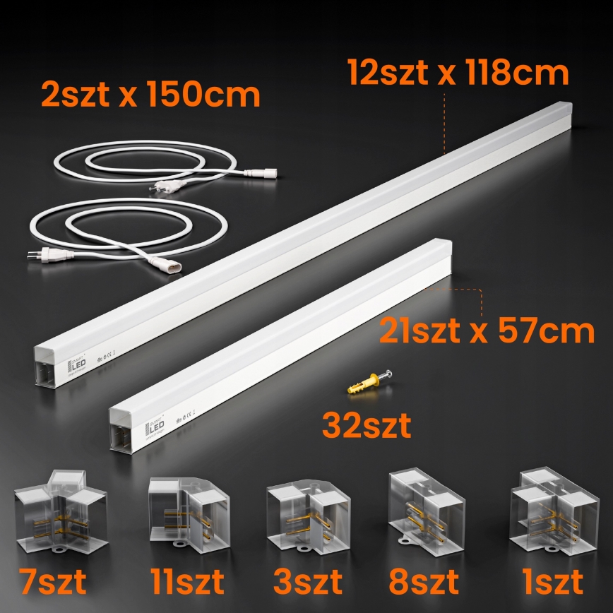 LED Ceiling Light HEXAGON LED/384W/85-265V 4000K 484x243 cm CRI 90 IP54 white