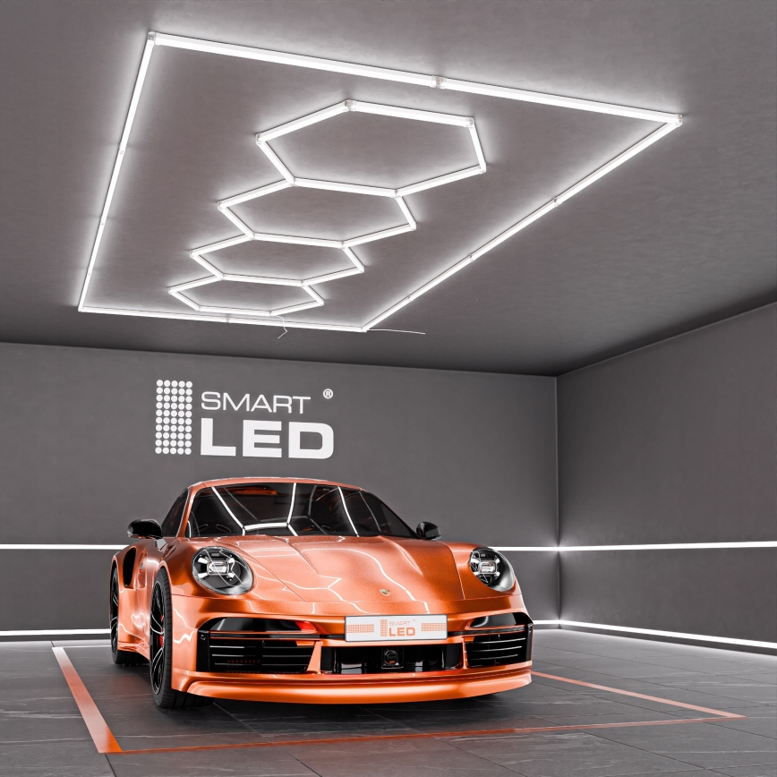 LED Ceiling Light HEXAGON LED/384W/85-265V 6500K 484x243 cm CRI 90 IP54 white