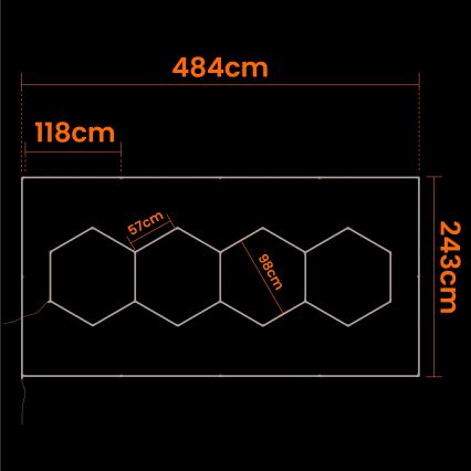 LED Ceiling Light HEXAGON LED/384W/85-265V 6500K 484x243 cm CRI 90 IP54 white