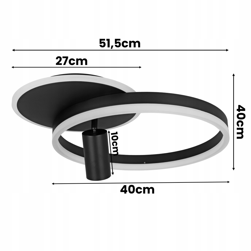 LED Ceiling Light LED/38W/230V + 1xGU10/30W Black