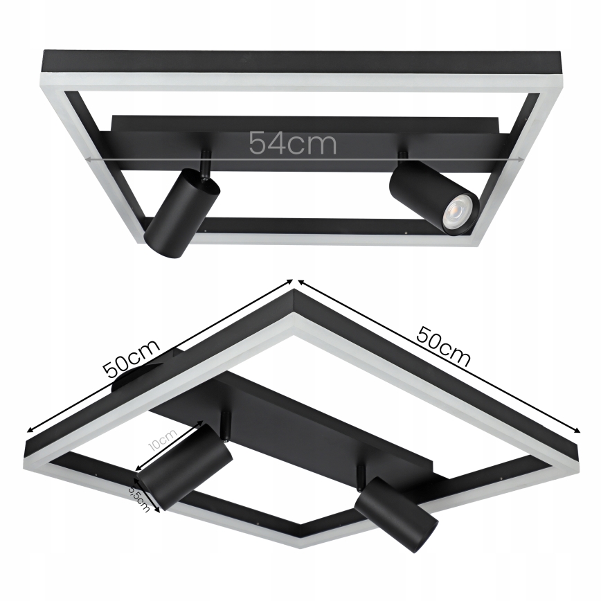 LED Ceiling Light LED/38W/230V + 2xGU10/30W Black