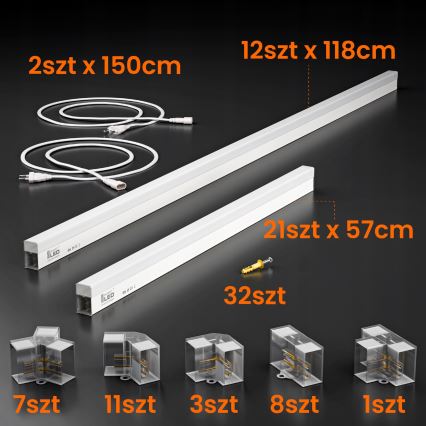 LED Ceiling Light HEXAGON LED/426W/85-265V 4000K 484x243 cm CRI 90 IP44 White