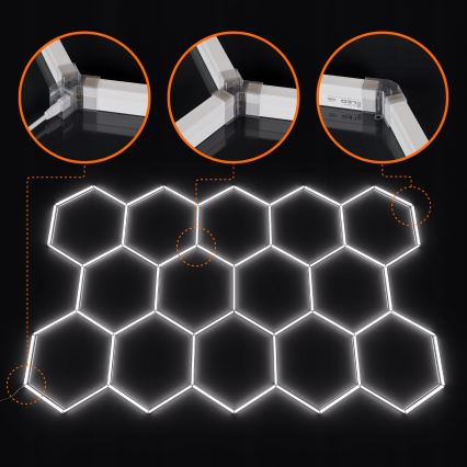 HEXAGON LED Ceiling Light/456W/85-265V 4000K 522x298 cm CRI 90 IP54 white