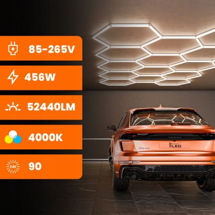 LED Ceiling Light HEXAGON LED/570W/85-265V 4000K 522x298 cm CRI 90 IP44 white