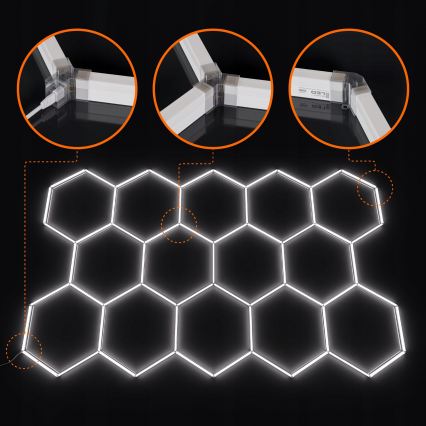 LED Ceiling Light HEXAGON LED/570W/85-265V 4000K 522x298 cm CRI 90 IP44 white