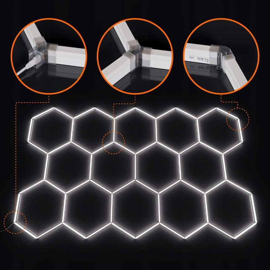 LED Ceiling Light HEXAGON LED/570W/85-265V 6500K 522x298 cm CRI 90 IP44 white