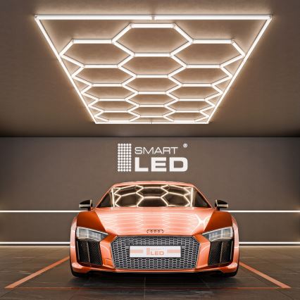 HEXAGON LED Ceiling Light, 696W, 85-265V, 4000K, 484x243 cm, CRI 90, IP44, White