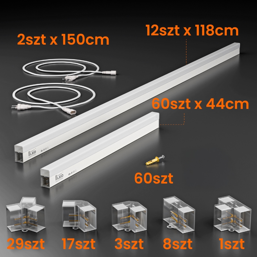 LED Ceiling Light HEXAGON LED/696W/85-265V 6500K 484x243 cm CRI 90 IP44 White