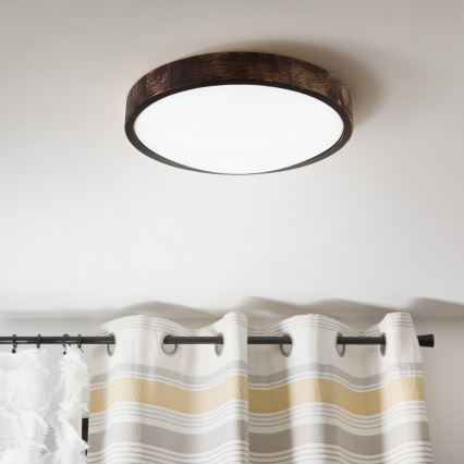 LED Ceiling Light OAK SLIM, 36W/230V, 4000K, Ø 37 cm, Oak/Dark Brown