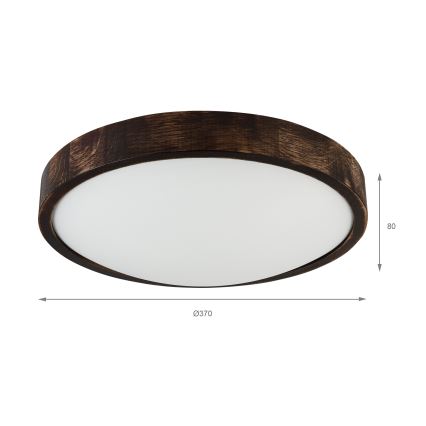 LED Ceiling Light OAK SLIM, 36W/230V, 4000K, Ø 37 cm, Oak/Dark Brown