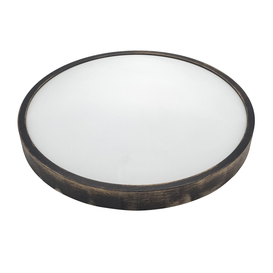 LED Ceiling Light OAK SMOKY SLIM, 36W / 230V, 4000K, Ø 47 cm, Oak / Dark Brown