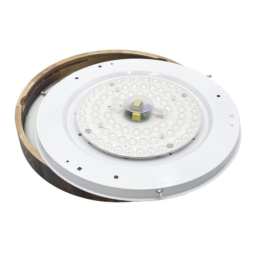 LED Ceiling Light OAK SMOKY SLIM, 36W / 230V, 4000K, Ø 47 cm, Oak / Dark Brown