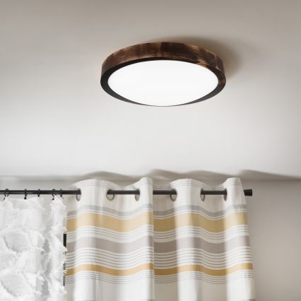 LED Ceiling Light OAK SMOKY SLIM LED/20W/230V 4000K, Ø 27 cm, oak/dark brown