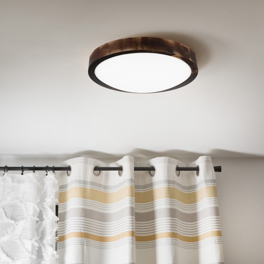 LED Ceiling Light OAK SMOKY SLIM LED/20W/230V 4000K, Ø 27 cm, oak/dark brown