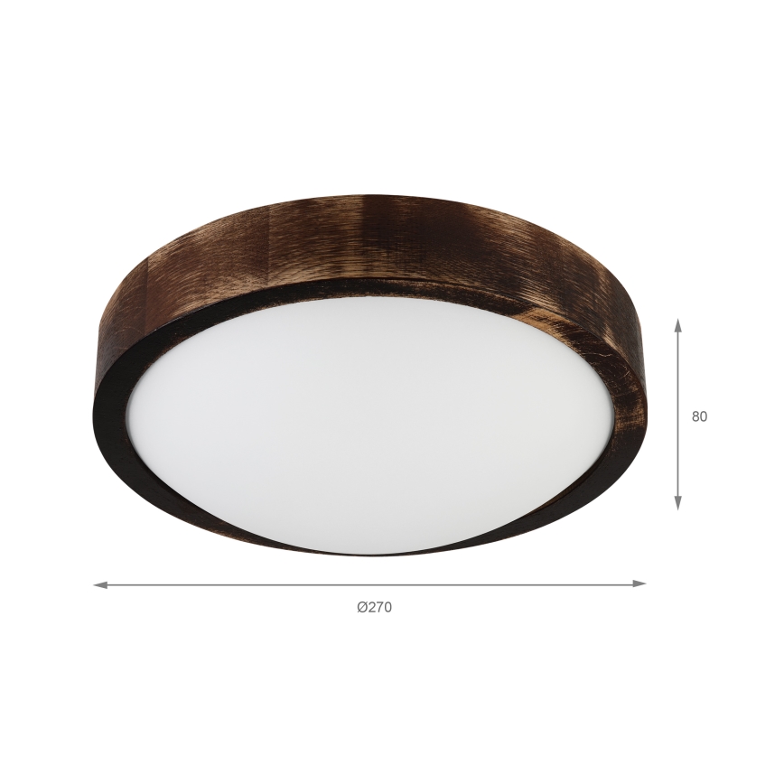 LED Ceiling Light OAK SMOKY SLIM LED/20W/230V 4000K, Ø 27 cm, oak/dark brown