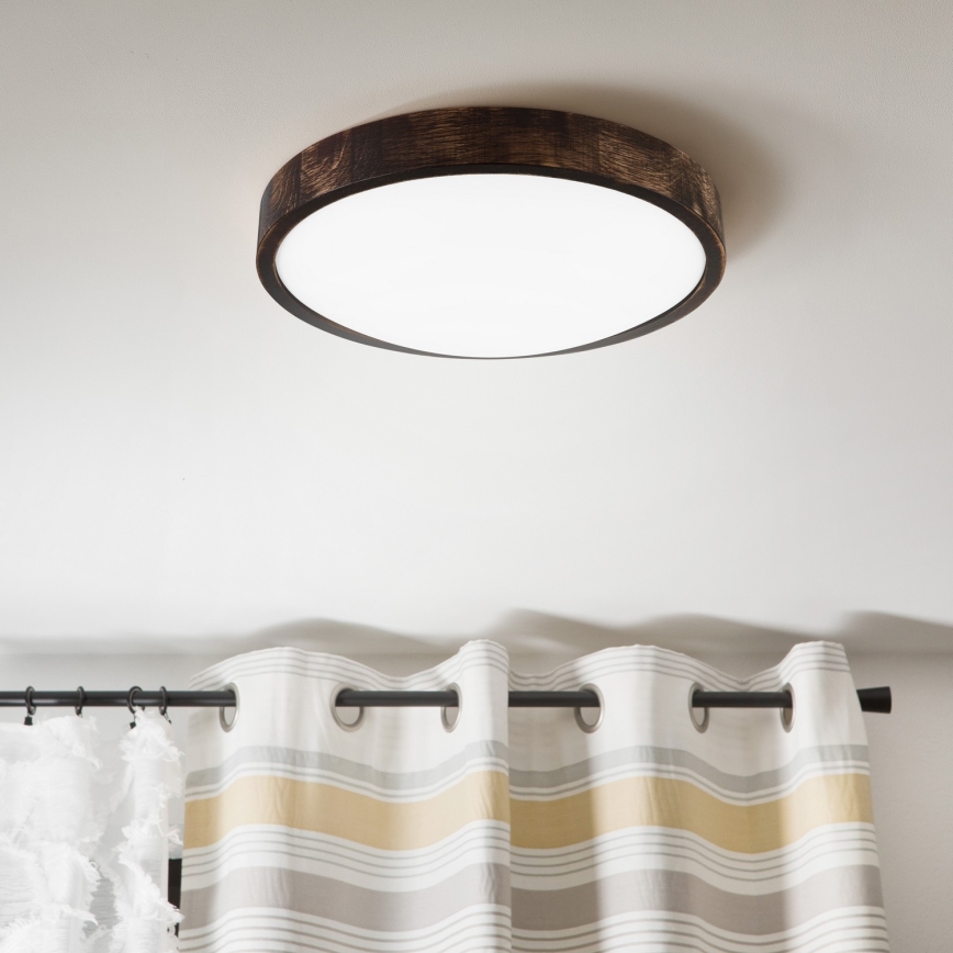LED Ceiling Light OAK SMOKY SLIM LED/36W/230V 4000K Ø 37 cm Oak/Dark Brown
