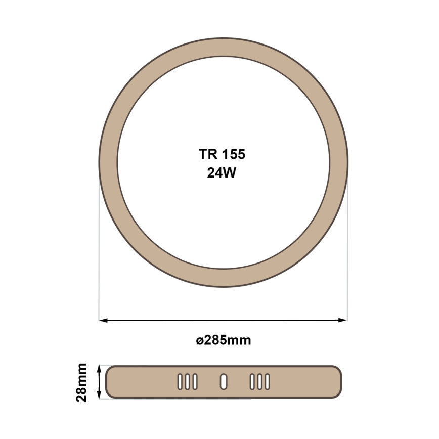 LED Ceiling light RING LED/24W/230V 4200K d. 28,5 cm brown