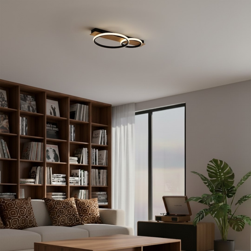 LED Ceiling Light ROWENA LED/14W/230V Black/Brown