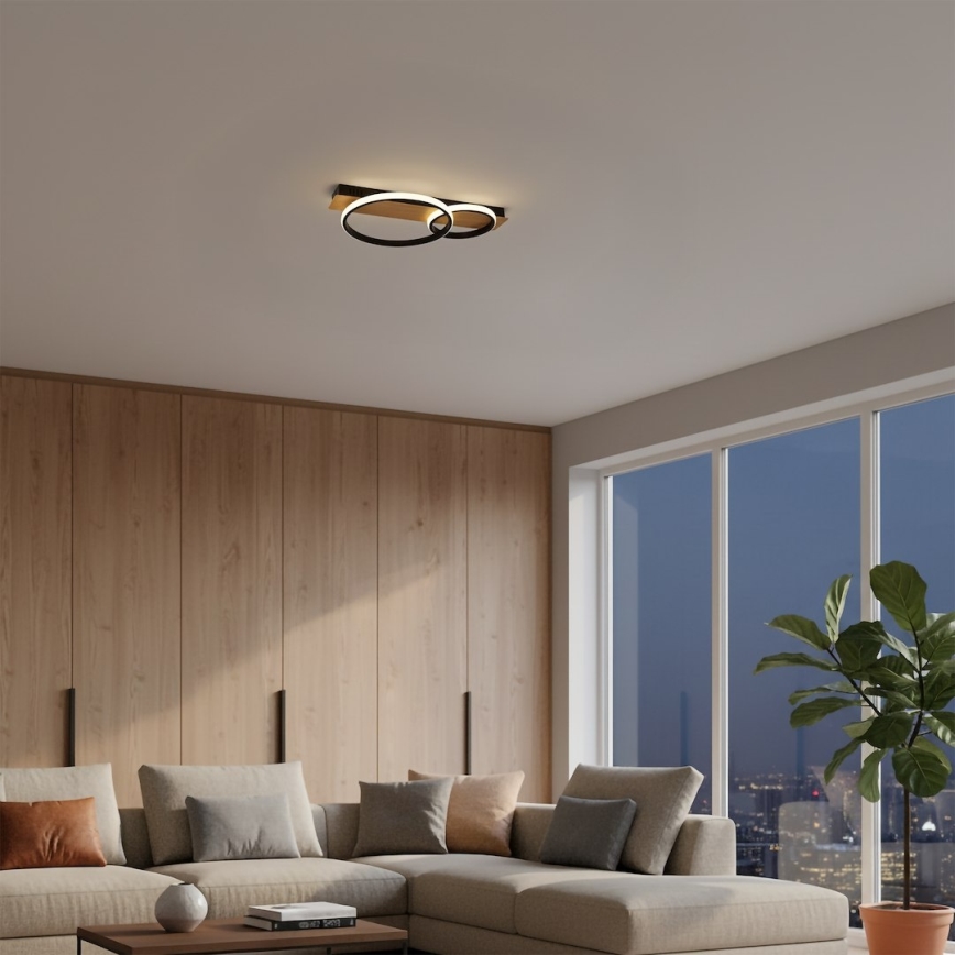 LED Ceiling Light ROWENA LED/14W/230V Black/Brown