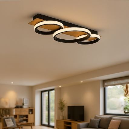 LED Ceiling Light ROWENA LED/18W/230V Black/Brown