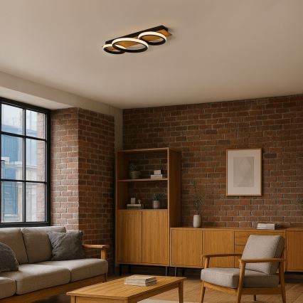 LED Ceiling Light ROWENA LED/18W/230V Black/Brown