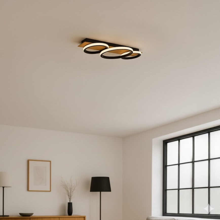 LED Ceiling Light ROWENA LED/18W/230V Black/Brown