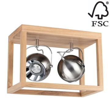 LED Ceiling light ROY 2xGU10/5W/230V matte oak - FSC certified