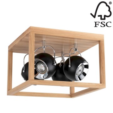 LED Ceiling light ROY 4xGU10/5W/230V matte oak - FSC certified