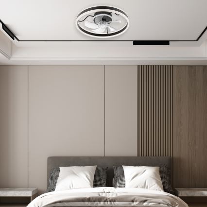 LED Dimmable ceiling light with a fan APOLLO LED/38W/230V black + remote control