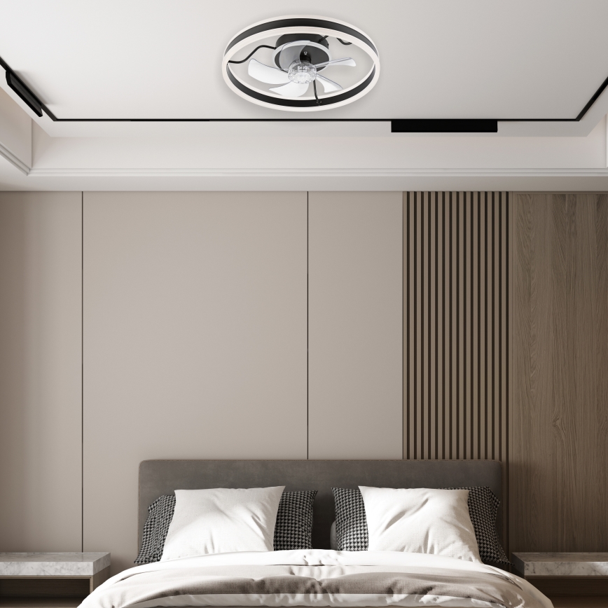 LED Dimmable ceiling light with a fan APOLLO LED/38W/230V black + remote control