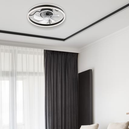 LED Dimmable ceiling light with a fan APOLLO LED/38W/230V black + remote control