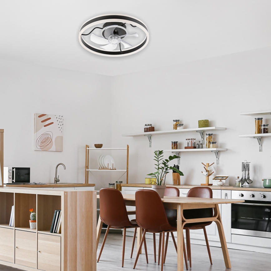 LED Dimmable ceiling light with a fan APOLLO LED/38W/230V black + remote control