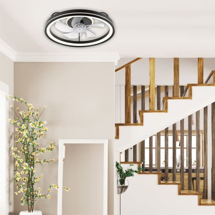 LED Dimmable ceiling light with a fan FARGO LED/37W/230V black + remote control