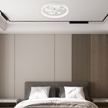 LED Dimmable ceiling light with a fan FARGO LED/37W/230V white + remote control