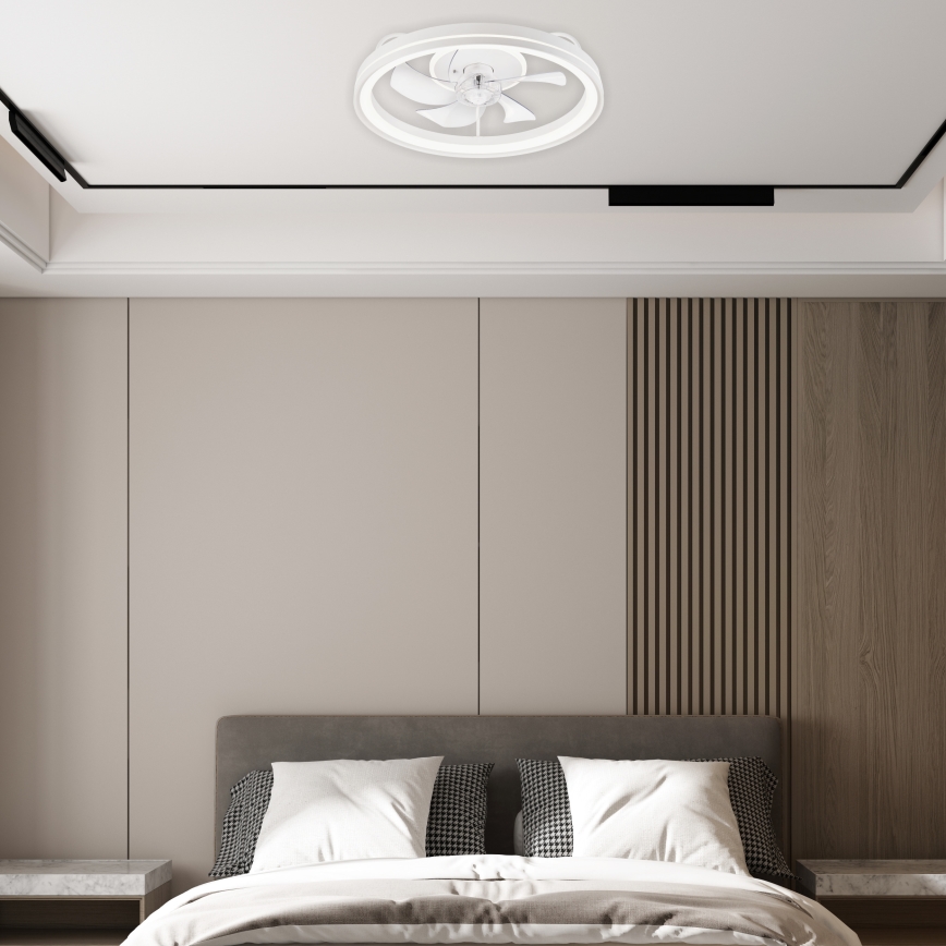 LED Dimmable ceiling light with a fan FARGO LED/37W/230V white + remote control