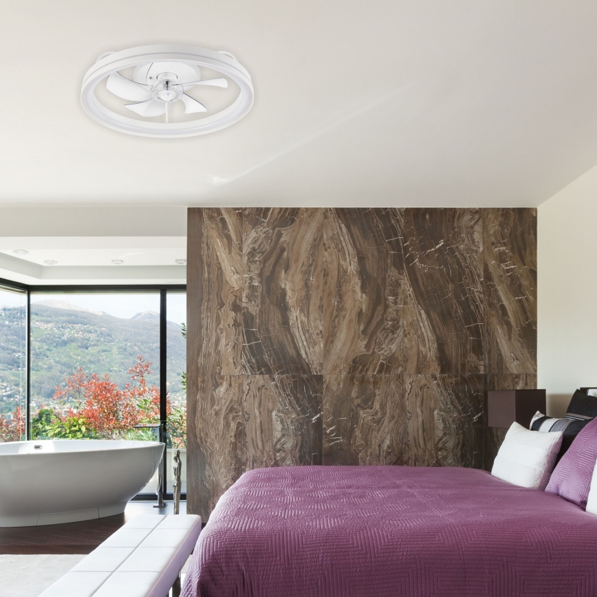 LED Dimmable ceiling light with a fan FARGO LED/37W/230V white + remote control