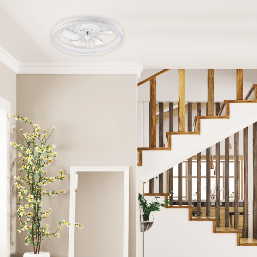 LED Dimmable ceiling light with a fan FARGO LED/37W/230V white + remote control