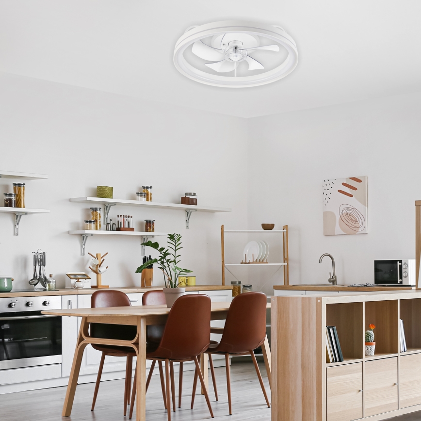 LED Dimmable ceiling light with a fan FARGO LED/37W/230V white + remote control