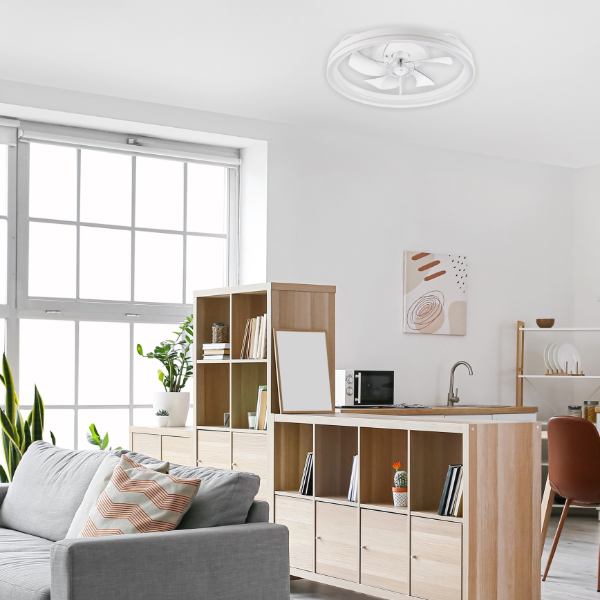 LED Dimmable ceiling light with a fan FARGO LED/37W/230V white + remote control