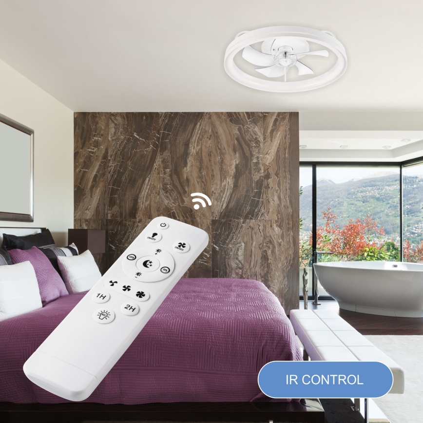 LED Dimmable ceiling light with a fan FARGO LED/37W/230V white + remote control