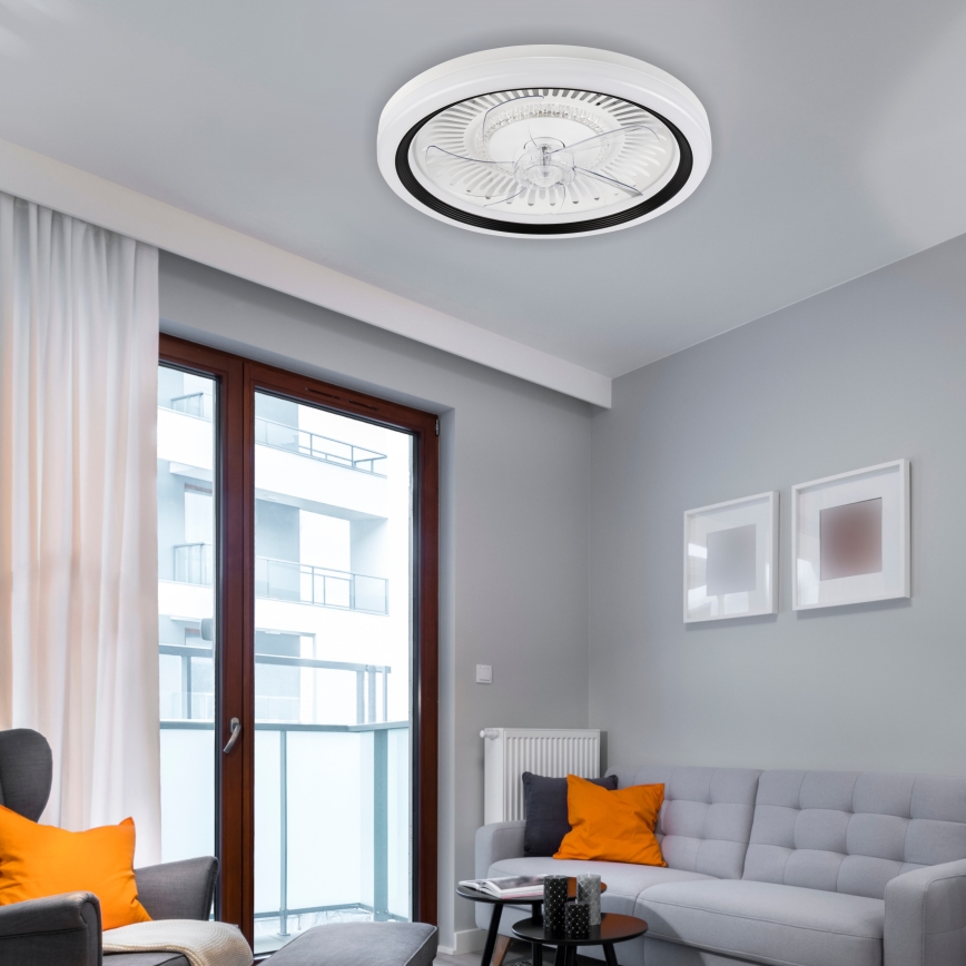 LED Dimmable ceiling light with a fan GEMMA LED/37W/230V white + remote control