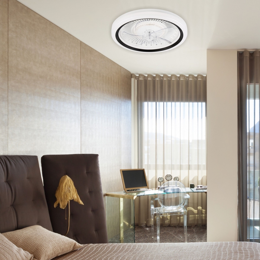 LED Dimmable ceiling light with a fan GEMMA LED/37W/230V white + remote control
