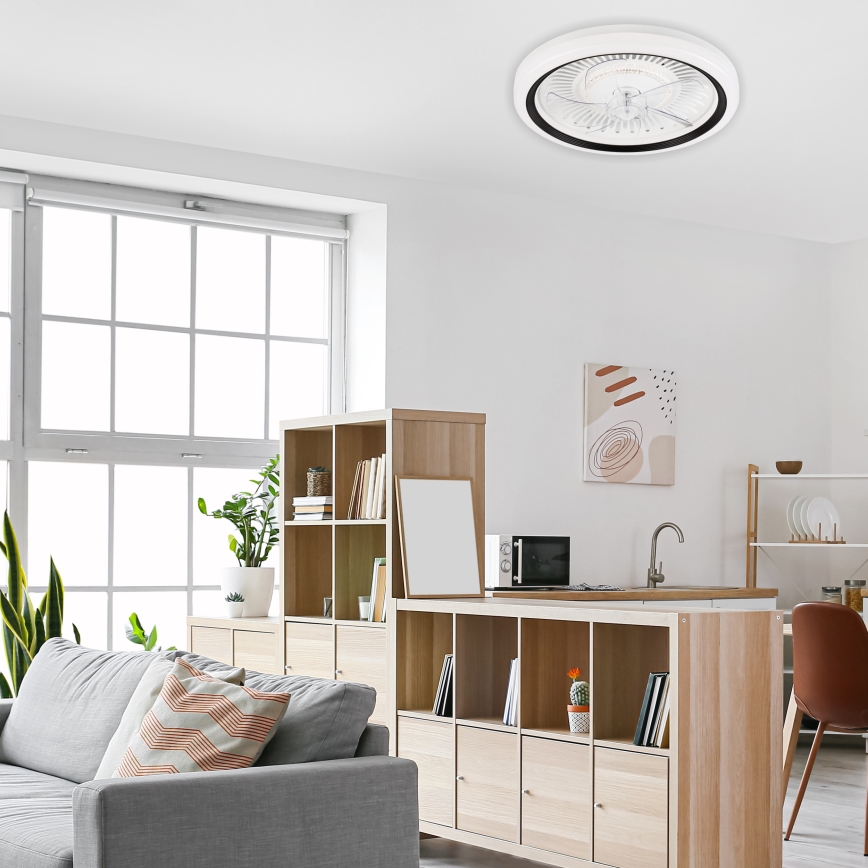 LED Dimmable ceiling light with a fan GEMMA LED/37W/230V white + remote control