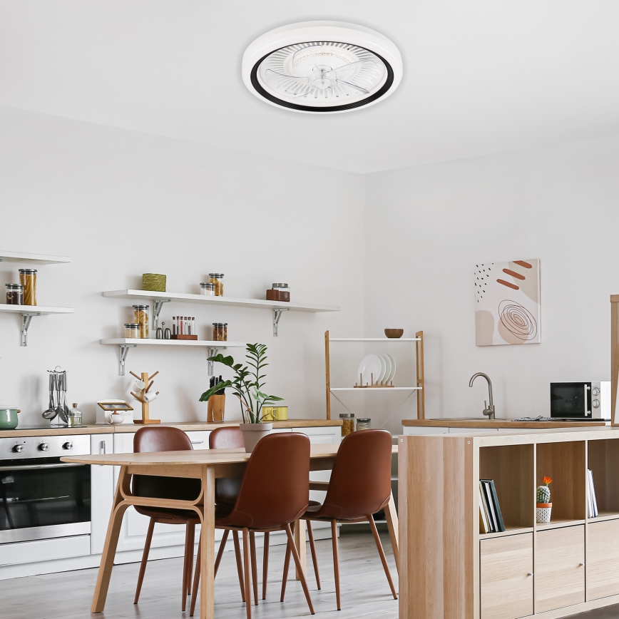 LED Dimmable ceiling light with a fan GEMMA LED/37W/230V white + remote control