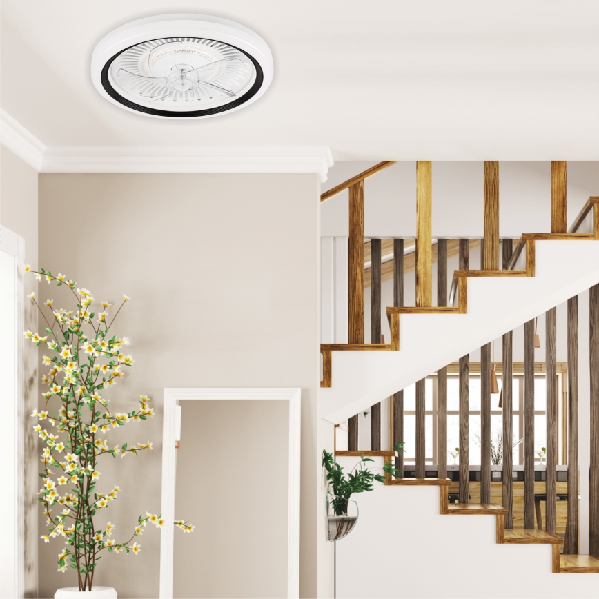 LED Dimmable ceiling light with a fan GEMMA LED/37W/230V white + remote control