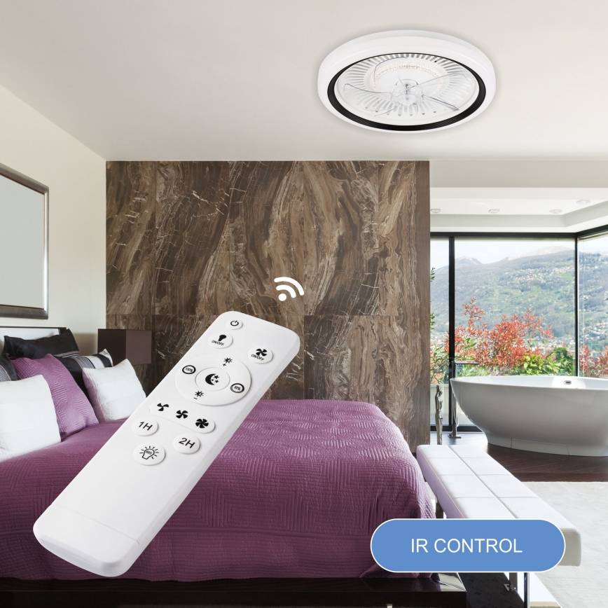 LED Dimmable ceiling light with a fan GEMMA LED/37W/230V white + remote control